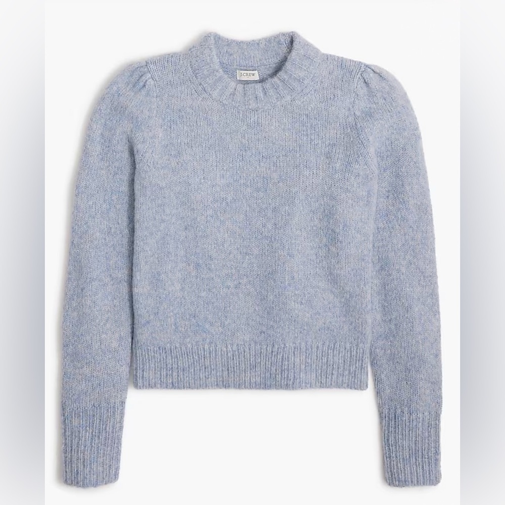 J.Crew Fuzzy Puff-Sleeve Sweater — NWT — Size XL — Heather Frosted Grey (Blue) - Picture 4 of 12